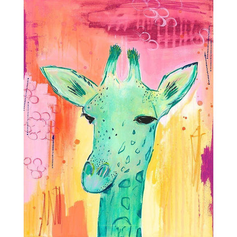 Tie Dye Giraffe Black Modern Wood Framed Art Print by McCully, Jennifer