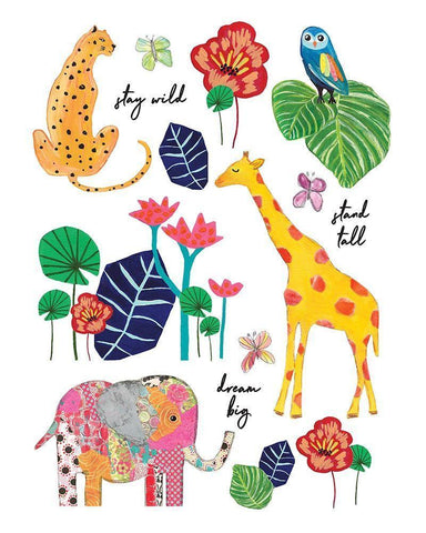 Jungle Map Black Ornate Wood Framed Art Print with Double Matting by McCully, Jennifer