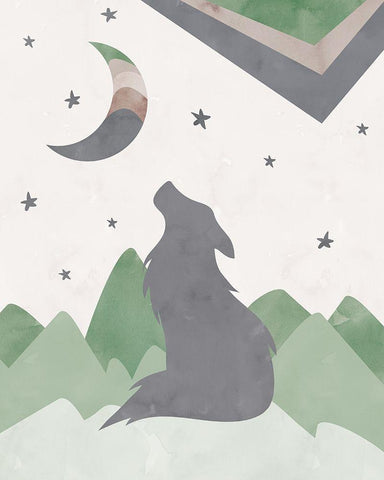 BlackWolf_Print Black Ornate Wood Framed Art Print with Double Matting by McCully, Jennifer