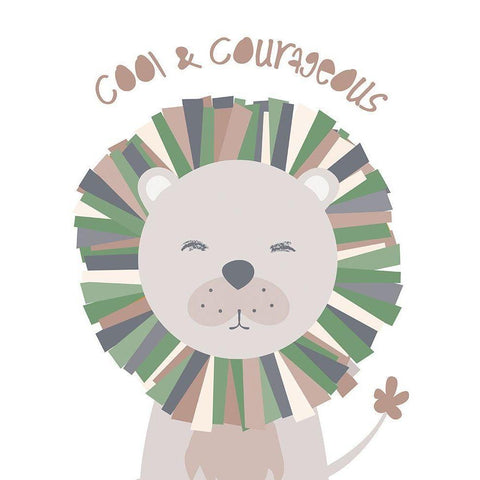 Cool_Lion_NoSunglasses White Modern Wood Framed Art Print by McCully, Jennifer