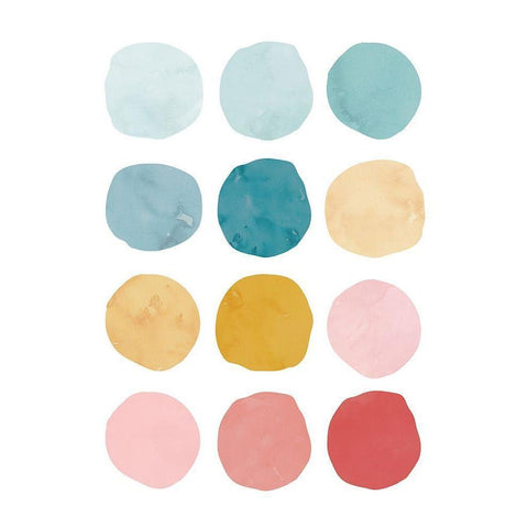 WatercolorDots_BrighterPalette White Modern Wood Framed Art Print by McCully, Jennifer