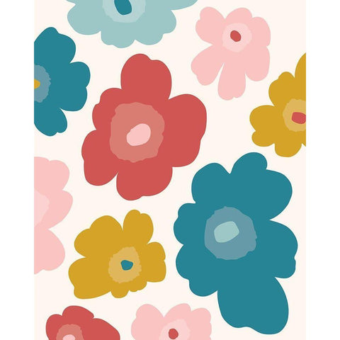 Flower_Pattern_Palette1 White Modern Wood Framed Art Print by McCully, Jennifer