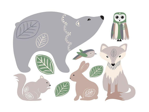 Forest_Friends White Modern Wood Framed Art Print with Double Matting by McCully, Jennifer