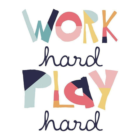 Work Hard Play Hard Muted Black Modern Wood Framed Art Print with Double Matting by McCully, Jennifer