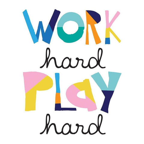 Work Hard Play Hard Bright Gold Ornate Wood Framed Art Print with Double Matting by McCully, Jennifer
