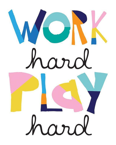 Work Hard Play Hard Bright Black Ornate Wood Framed Art Print with Double Matting by McCully, Jennifer