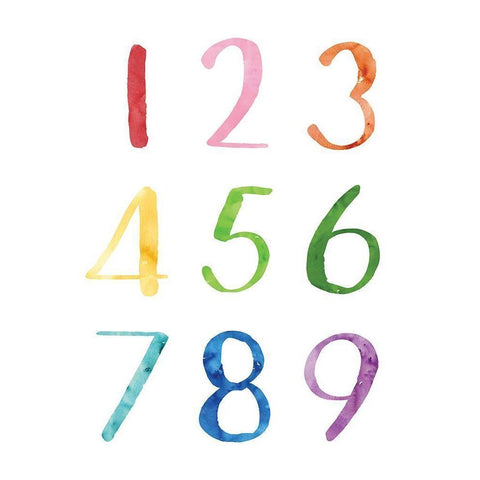 Watercolor Numbers White Modern Wood Framed Art Print by McCully, Jennifer