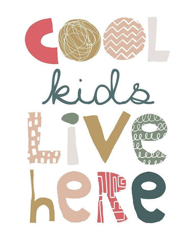 Cool Kids Live Here White Modern Wood Framed Art Print with Double Matting by McCully, Jennifer