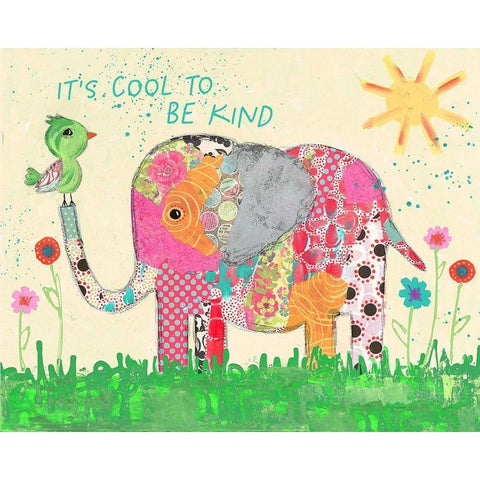 Cool To Be Kind Elephant Black Modern Wood Framed Art Print by McCully, Jennifer