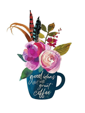 Good Ideas Great Coffee White Modern Wood Framed Art Print with Double Matting by McCully, Jennifer