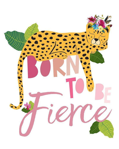 Born Fierce Cheetah 2 White Modern Wood Framed Art Print with Double Matting by McCully, Jennifer