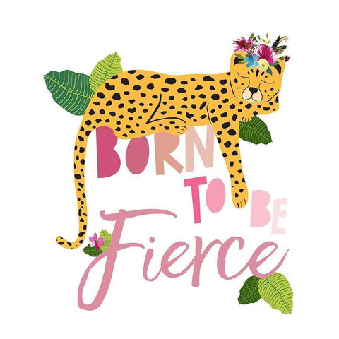 Born Fierce Cheetah 2 Black Modern Wood Framed Art Print by McCully, Jennifer