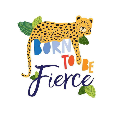 Born Fierce Cheetah 1 Black Modern Wood Framed Art Print by McCully, Jennifer