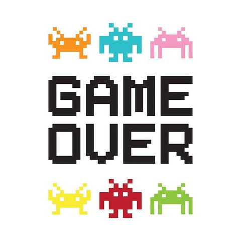 Game Over 2 White Modern Wood Framed Art Print by McCully, Jennifer