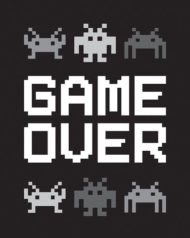 Game Over 3 White Modern Wood Framed Art Print with Double Matting by McCully, Jennifer