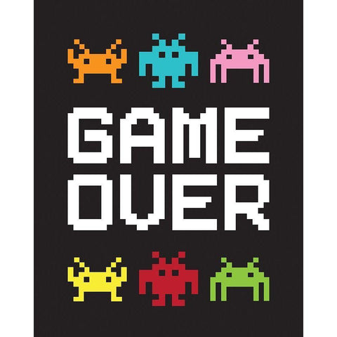 Game Over 1 Black Modern Wood Framed Art Print with Double Matting by McCully, Jennifer