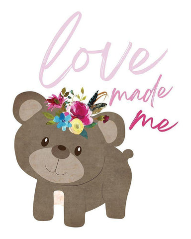 Love Made Me Bear White Modern Wood Framed Art Print with Double Matting by McCully, Jennifer