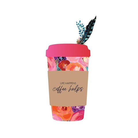 Life Happens Coffee Helps Black Modern Wood Framed Art Print with Double Matting by McCully, Jennifer