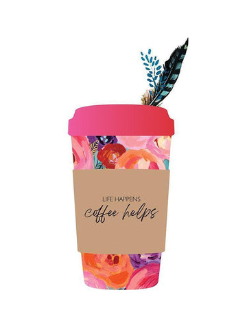 Life Happens Coffee Helps White Modern Wood Framed Art Print with Double Matting by McCully, Jennifer