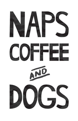 Naps Coffee Dogs 1 White Modern Wood Framed Art Print with Double Matting by McCully, Jennifer