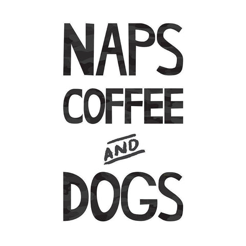 Naps Coffee Dogs 1 White Modern Wood Framed Art Print by McCully, Jennifer