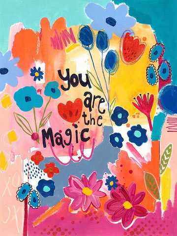 You Are The Magic Floral White Modern Wood Framed Art Print with Double Matting by McCully, Jennifer