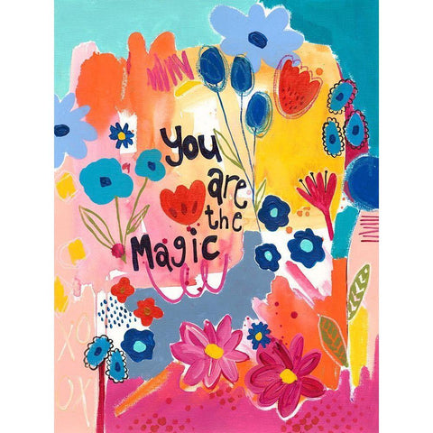 You Are The Magic Floral Black Modern Wood Framed Art Print by McCully, Jennifer