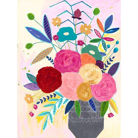 Cotton Candy Floral Black Modern Wood Framed Art Print by McCully, Jennifer