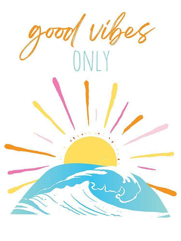 Good Vibes Only Rainbow Black Ornate Wood Framed Art Print with Double Matting by McCully, Jennifer