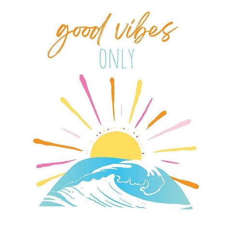 Good Vibes Only Rainbow Gold Ornate Wood Framed Art Print with Double Matting by McCully, Jennifer