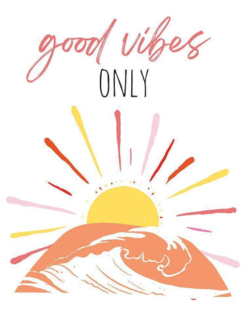 Good Vibes Only Pinks Black Ornate Wood Framed Art Print with Double Matting by McCully, Jennifer