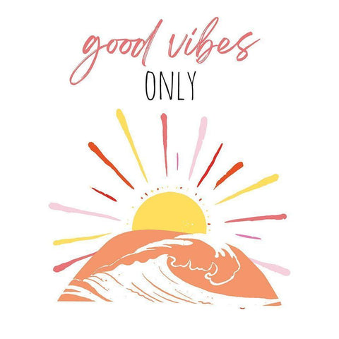 Good Vibes Only Pinks White Modern Wood Framed Art Print by McCully, Jennifer