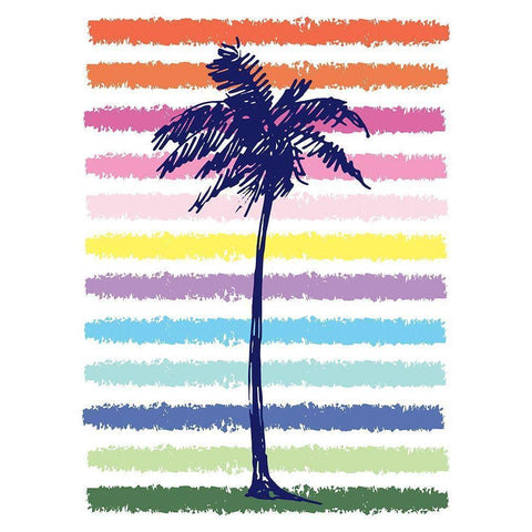 Rainbow Palm Tree White Modern Wood Framed Art Print by McCully, Jennifer