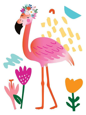 Flamingo White Modern Wood Framed Art Print with Double Matting by McCully, Jennifer