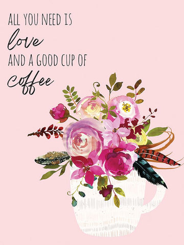 Love And Good Coffee 2 Black Ornate Wood Framed Art Print with Double Matting by McCully, Jennifer