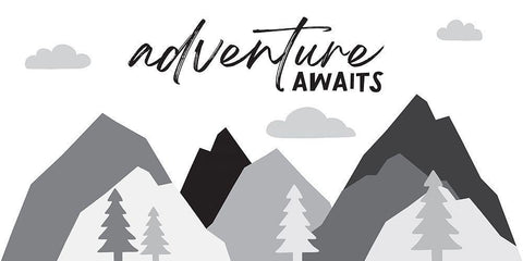 Adventure Awaits Black Ornate Wood Framed Art Print with Double Matting by McCully, Jennifer