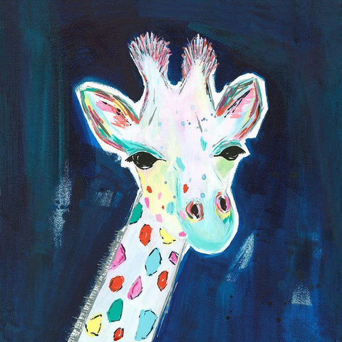Tie Dye Giraffe Black Modern Wood Framed Art Print with Double Matting by McCully, Jennifer