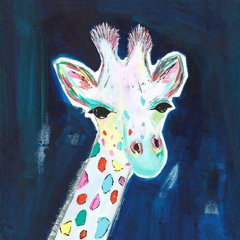 Tie Dye Giraffe Black Ornate Wood Framed Art Print with Double Matting by McCully, Jennifer