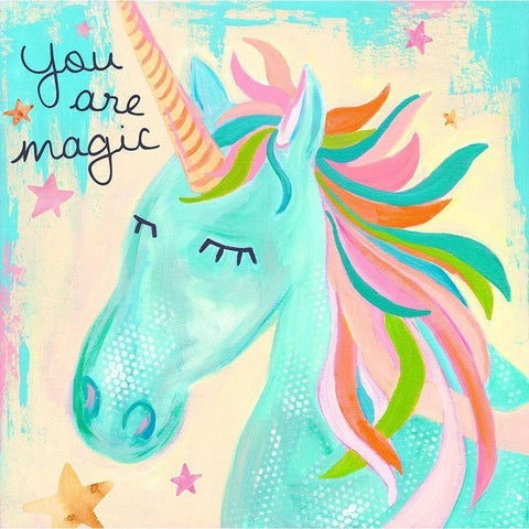 You Are Magic Unicorn Black Modern Wood Framed Art Print with Double Matting by McCully, Jennifer