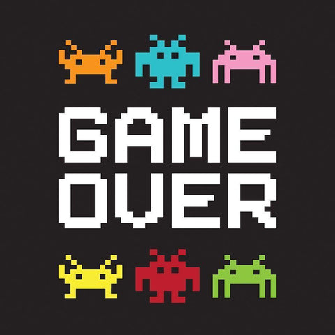 Game Over Black Modern Wood Framed Art Print with Double Matting by McCully, Jennifer