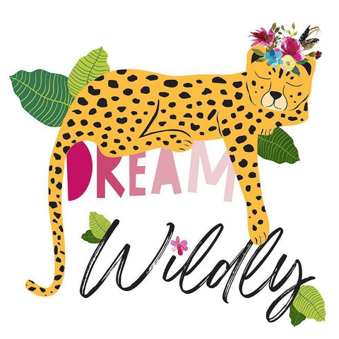 Dream Widly Cheetah Black Ornate Wood Framed Art Print with Double Matting by McCully, Jennifer