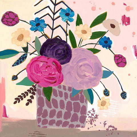 Plum Floral Black Modern Wood Framed Art Print by McCully, Jennifer