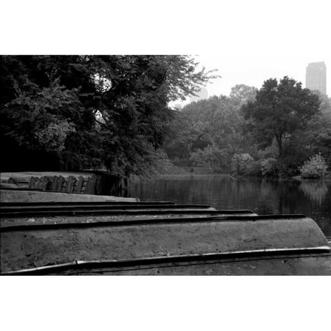 Central Park Row Boats II White Modern Wood Framed Art Print by Grey, Jace