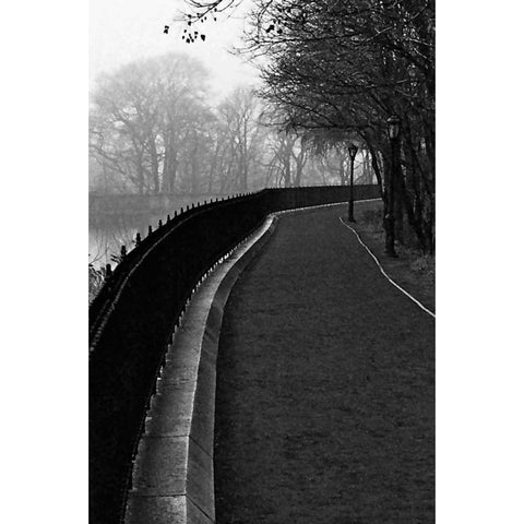 Central Park Endless Path Black Modern Wood Framed Art Print with Double Matting by Grey, Jace