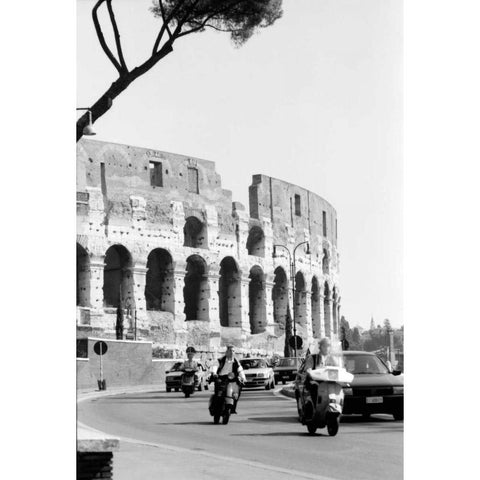 Colessium With Moped Rome White Modern Wood Framed Art Print by Grey, Jace