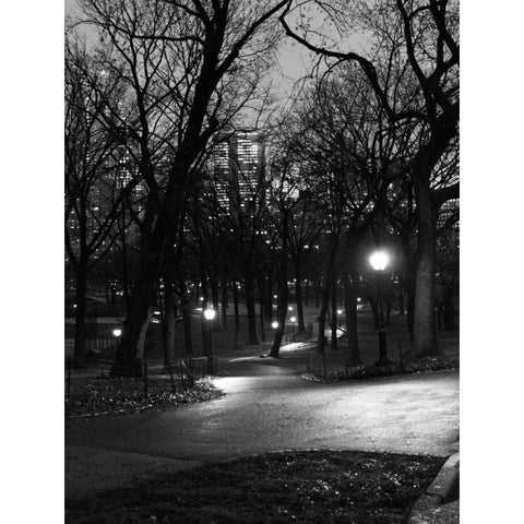 Central Park Night Stroll White Modern Wood Framed Art Print by Pica, Jeff