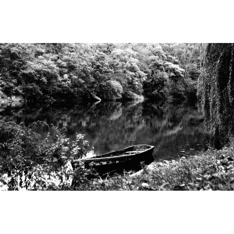 Central Park Rowboat Black Modern Wood Framed Art Print by Grey, Jace