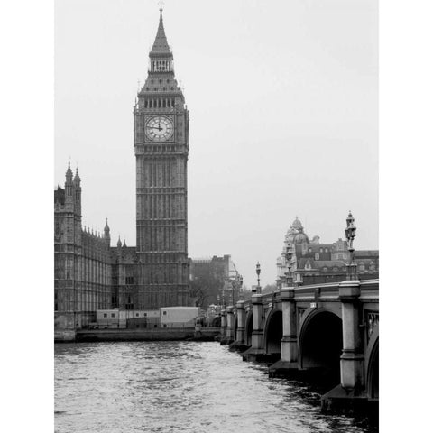 London Big Ben White Modern Wood Framed Art Print by Grey, Jace