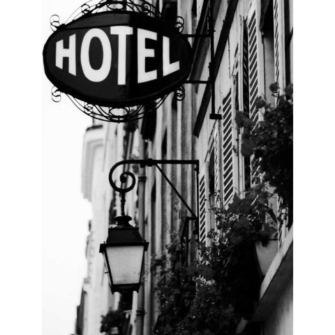 Paris Hotel Black Modern Wood Framed Art Print by Grey, Jace