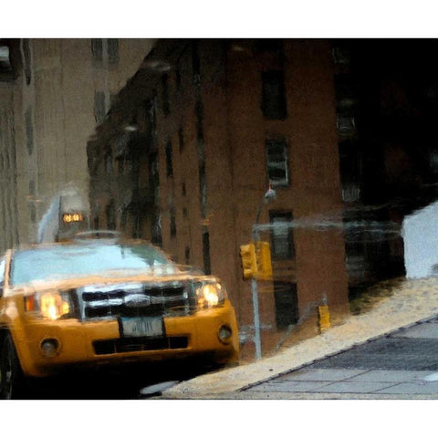 NYC Taxi Puddle 0643 E White Modern Wood Framed Art Print by Pica, Jeff